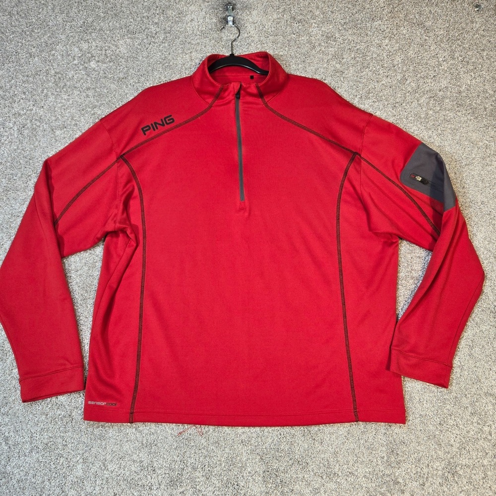 Ping Golf Men's 1/4 Zip Pullover Sensor Cool Men XL Red performance EUC